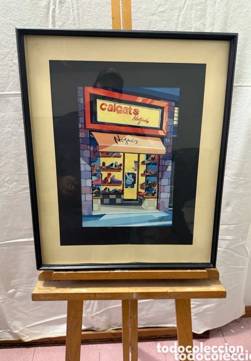 Art: Rebato. Acuarela firmada escena urbana Cal&ccedil;ats Nogu&eacute;s