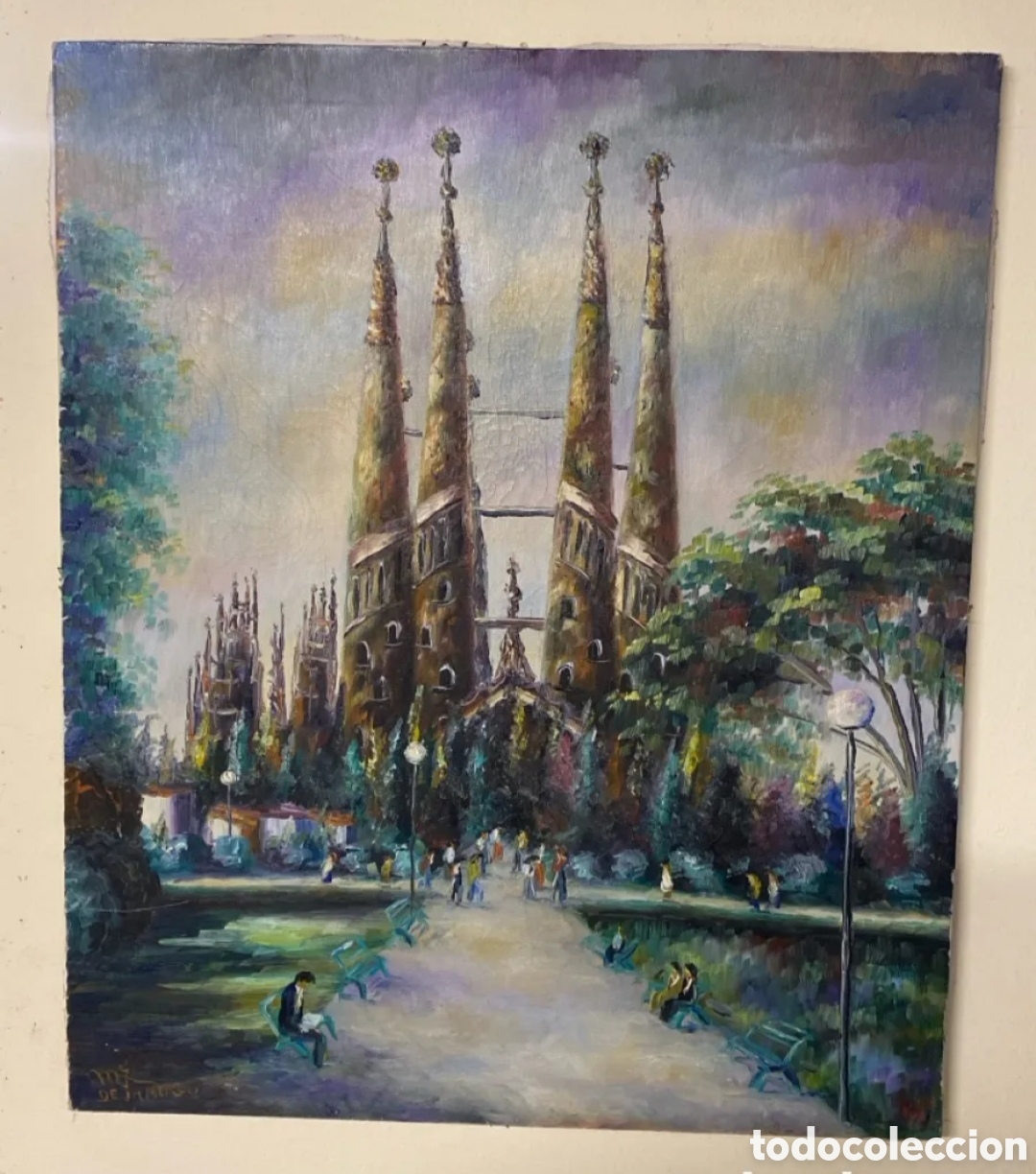Arte: Manuel L&oacute;pez Gonz&aacute;lez de Jabugo vistas Sagrada Familia Barcelona 1994 Siglo XX Firmada por 2 caras