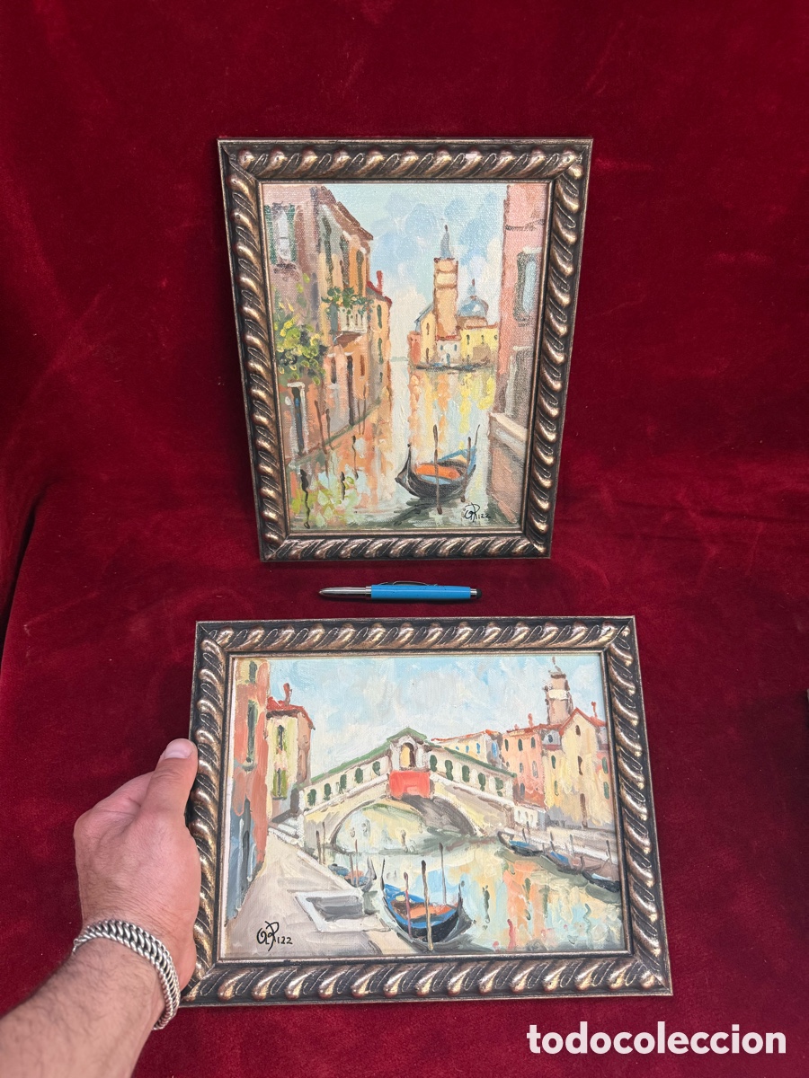 Arte: Lote de dos cuadros,oleo sobre lienzo,firmados!