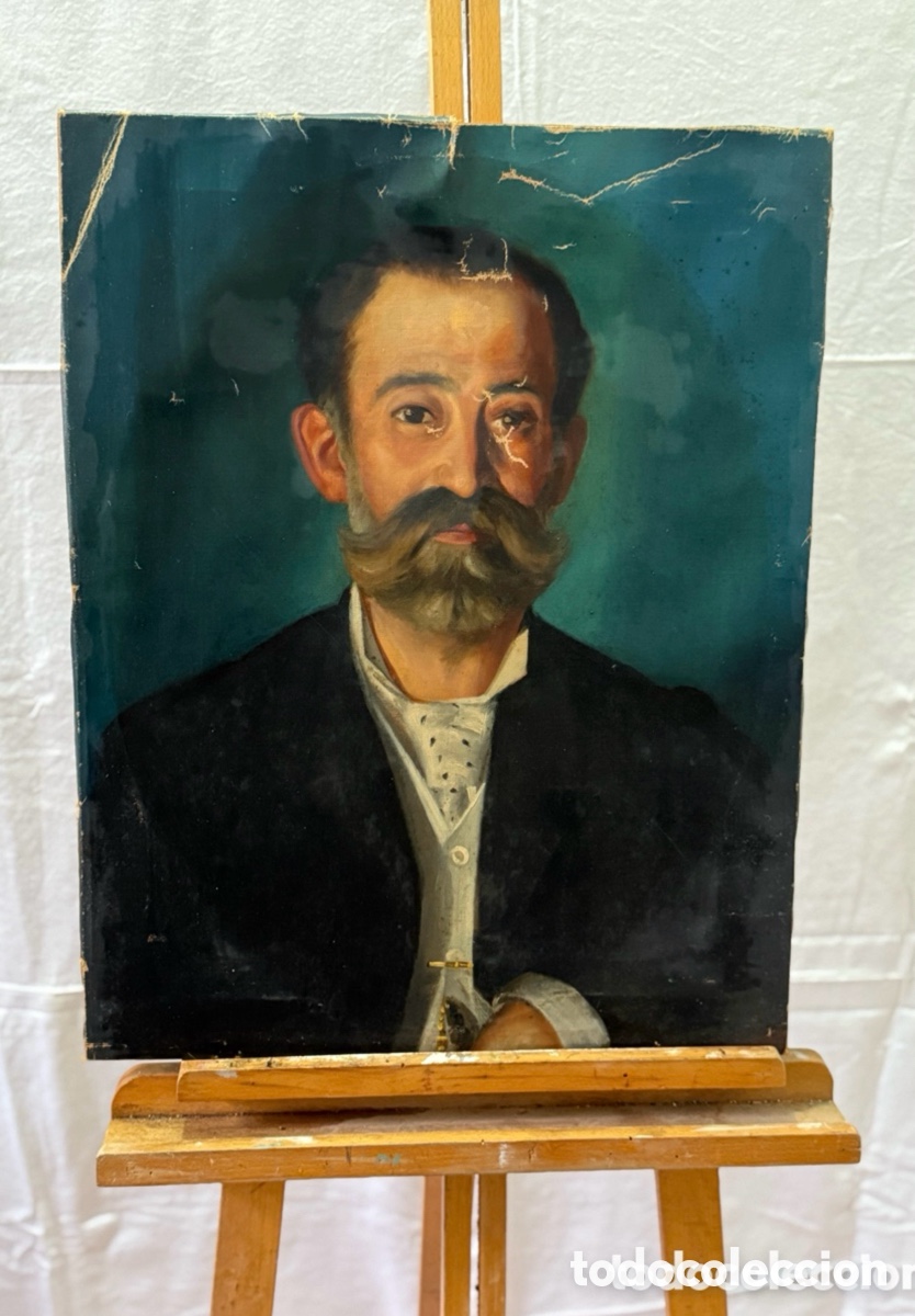 Kunst: Retrato masculino siglo XIX firmado A. Ruiz &oacute;leo sobre lienzo 1888