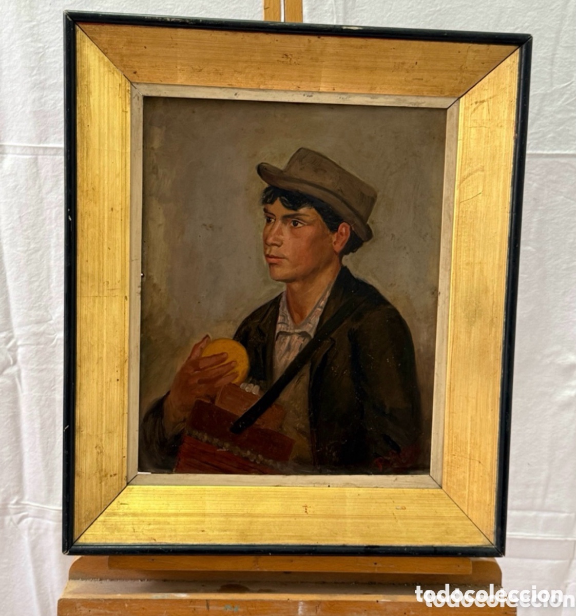 Arte: Retrato masculino. Principios del siglo XX. &Oacute;leo sobre tablex firmado.