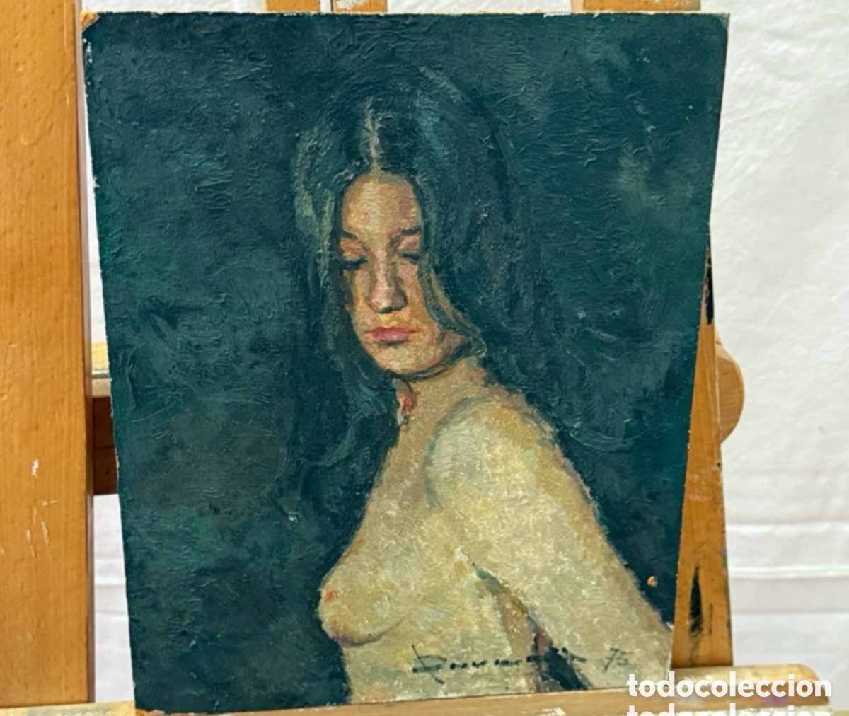 Arte: Ram&oacute;n Poveda Ibars (Sabadell, 1936). Retrato de mujer desnuda. firmado y fechado