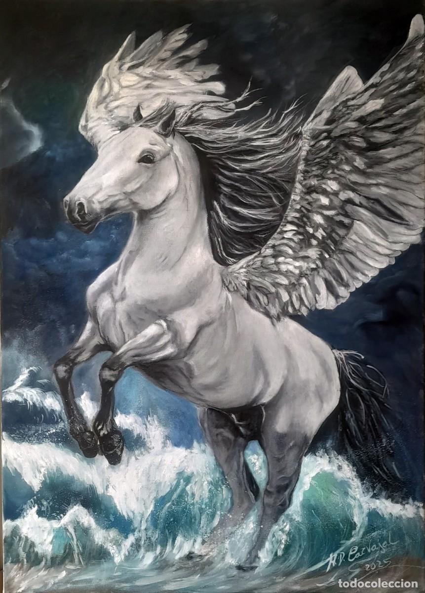 Kunst: oleo sobre lienzo &rdquo;pegaso triunfante&rdquo; original 70*50 cm