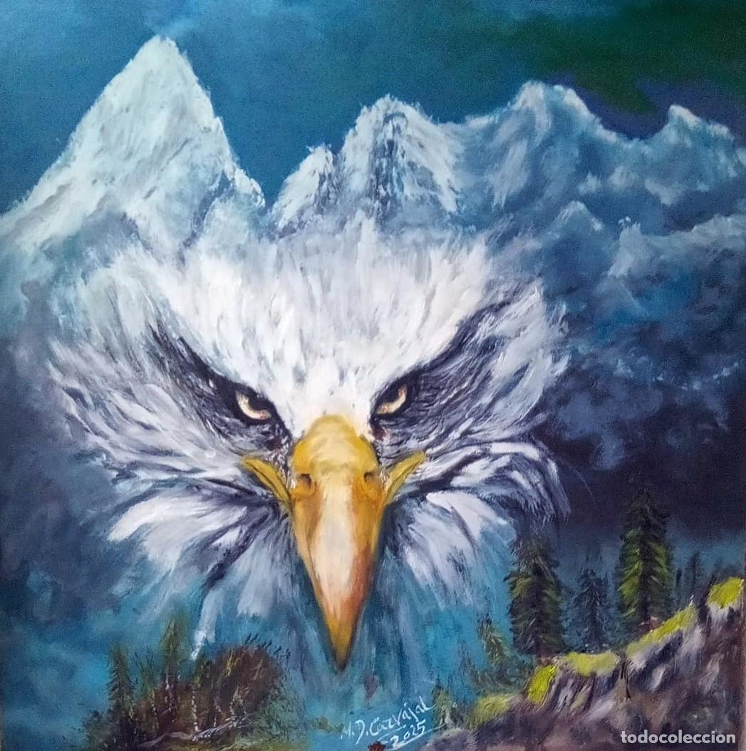 Art: Cuadro &Oacute;leo Surrealista &Aacute;guila Monta&ntilde;a 50*50 cm