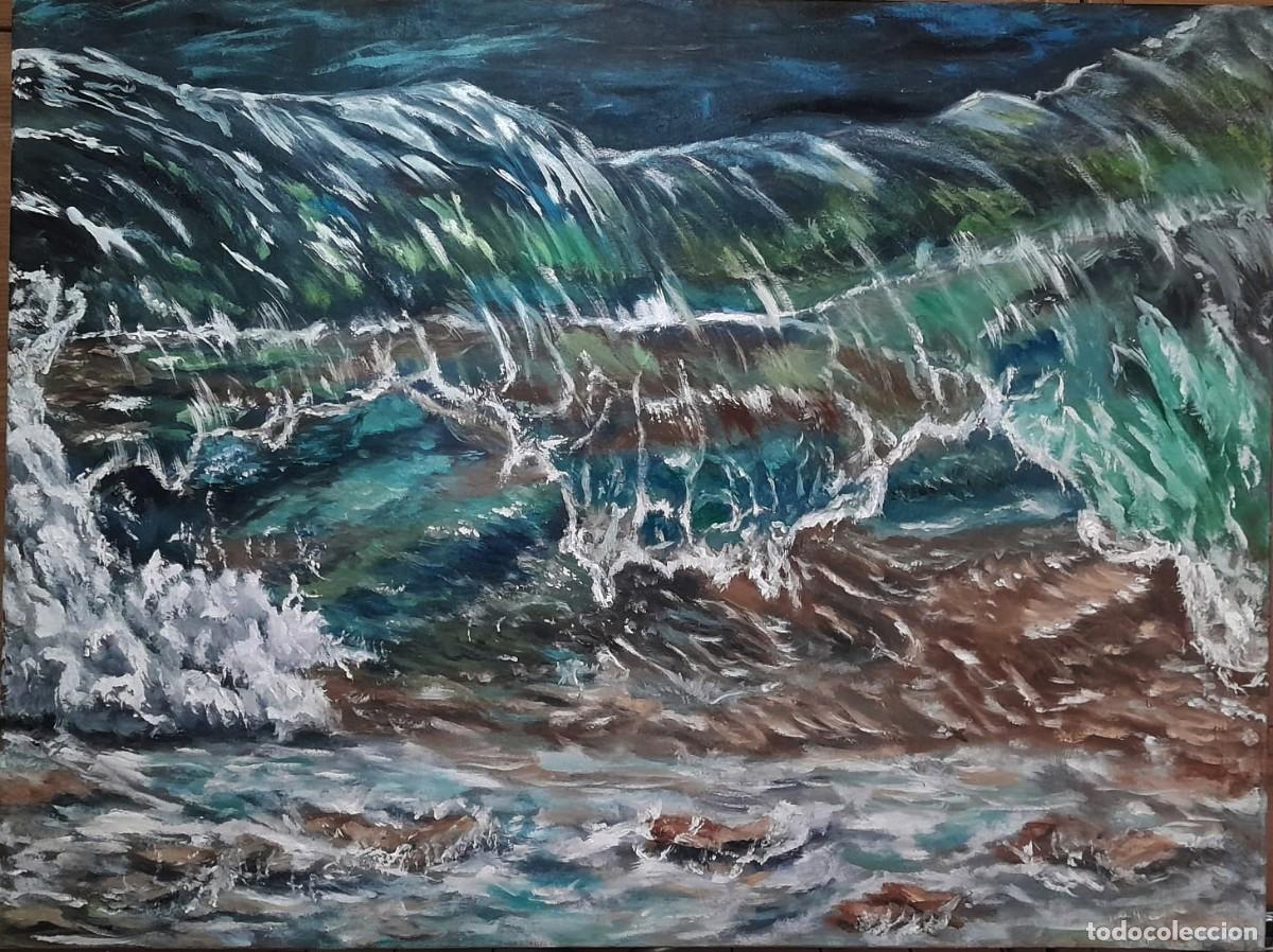 Arte: Cuadro al &oacute;leo original &rdquo;Olas Rompiendo&rdquo; 80*60 cm