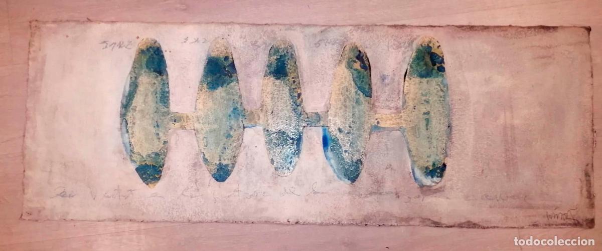 Arte: pintura Llu&iacute;s Vil&agrave; i Vendrell - obra papel hecho a mano de banyoles - 180 cm x 50 cm