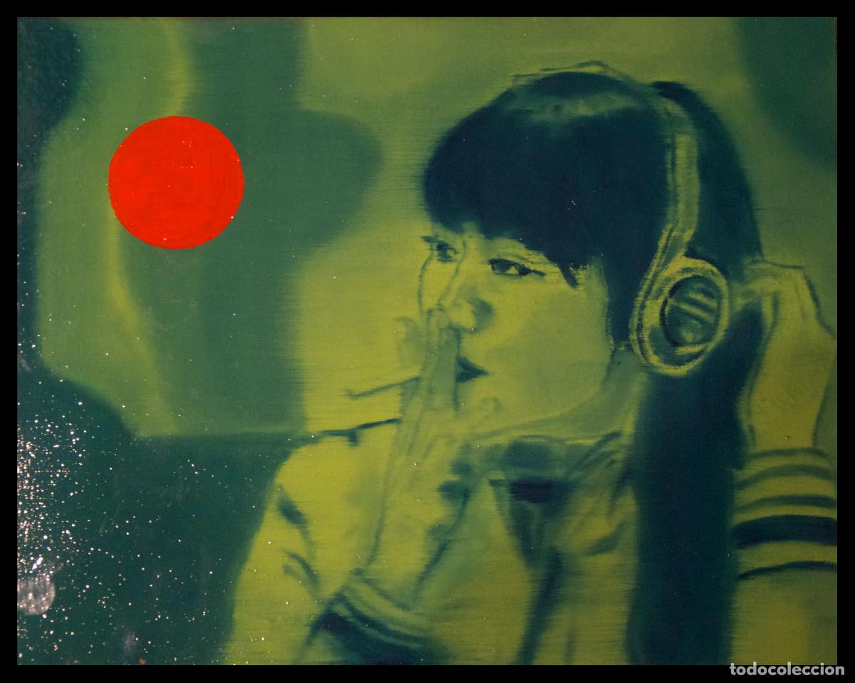 Arte: pintura obra pep camps - cuadro 35cm x 25 cm - Tailandesa fumando - oleo sobre tela