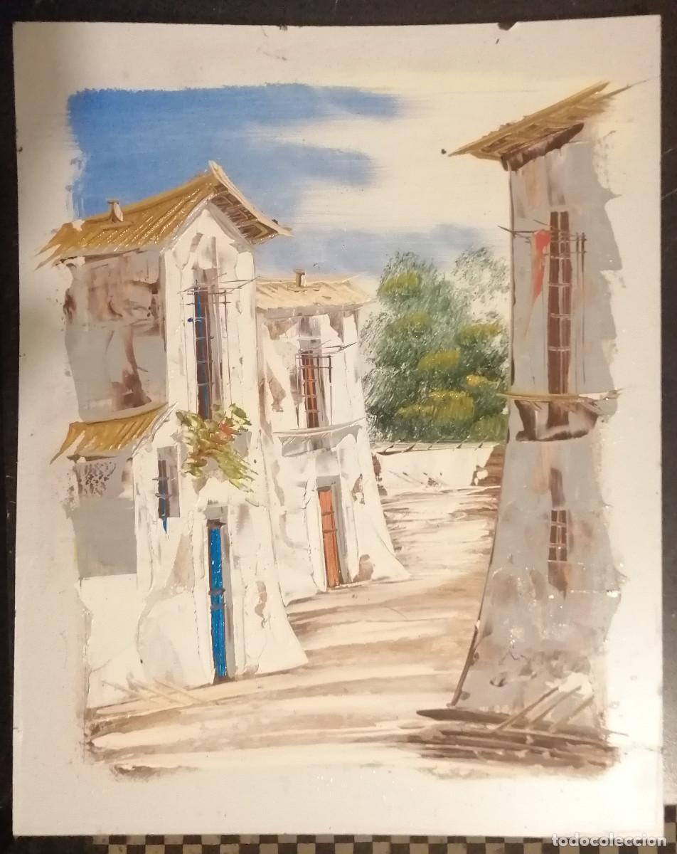 Arte: pintura al &oacute;leo original - Calle de pueblo - 30 x 36 cm