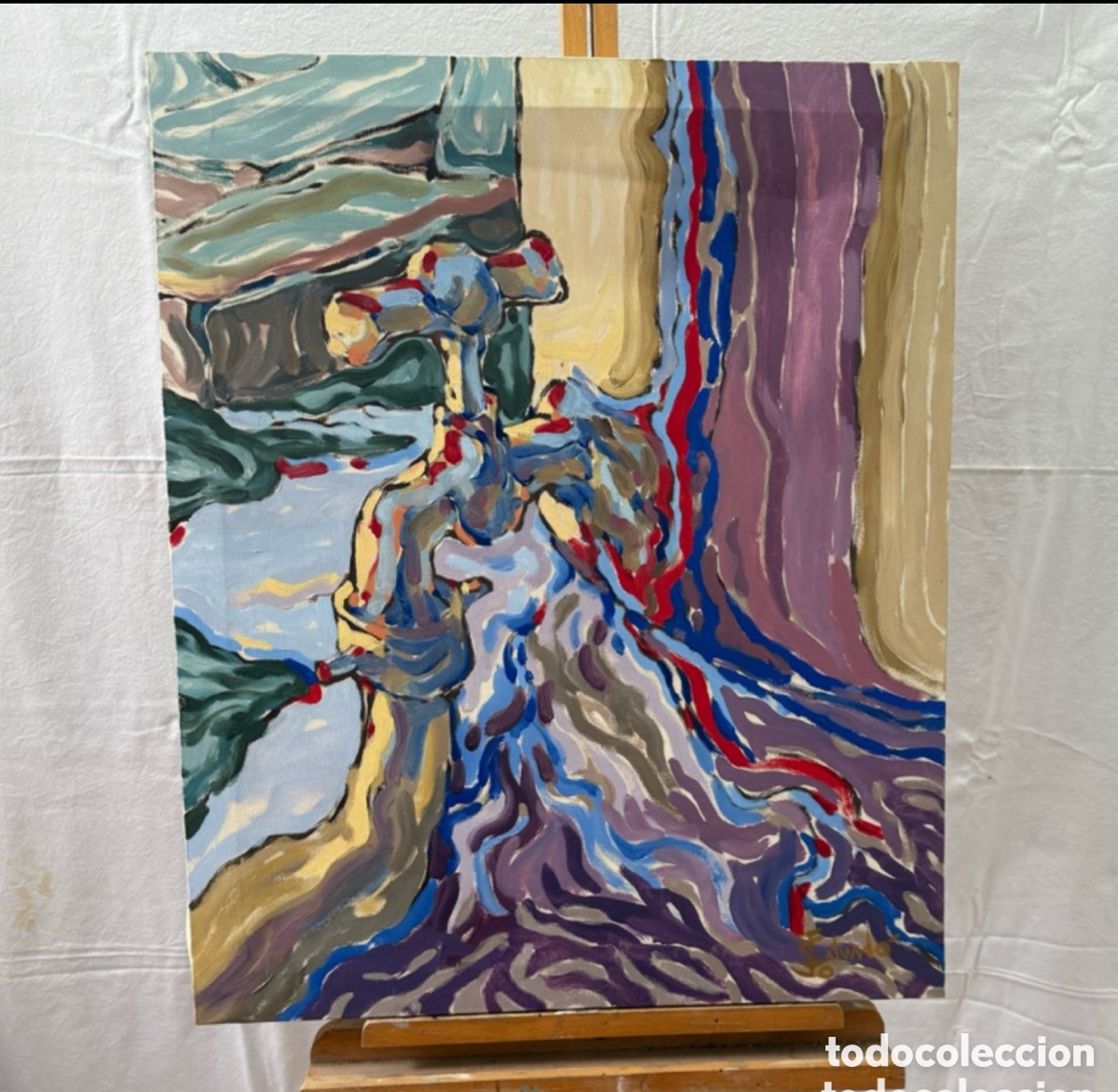 Art: Composici&oacute;n expresionista &oacute;leo sobre lienzo firmado J. Salvado