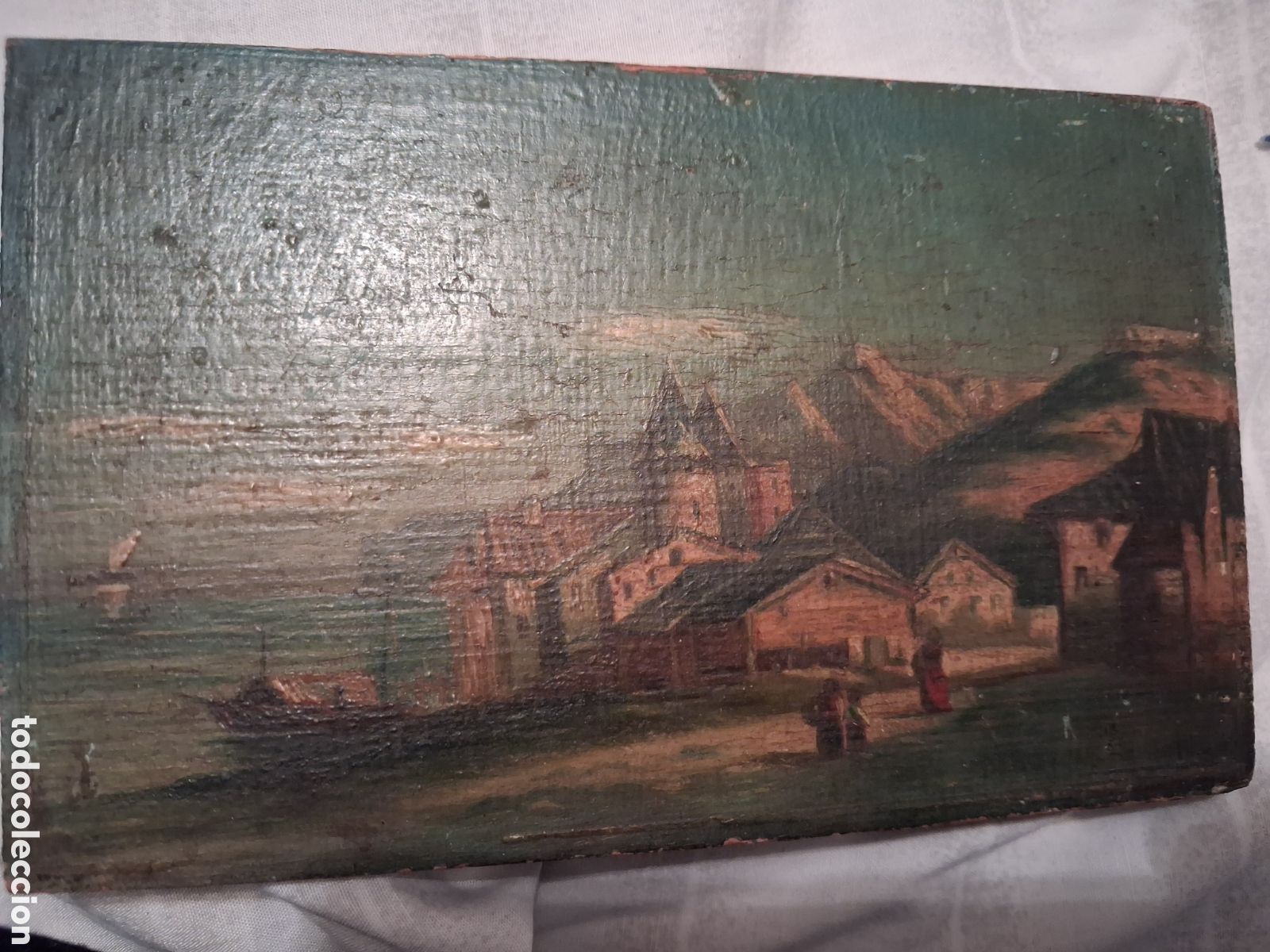 Arte: Oleo sobre madera siglo xx mide 18,5 cm