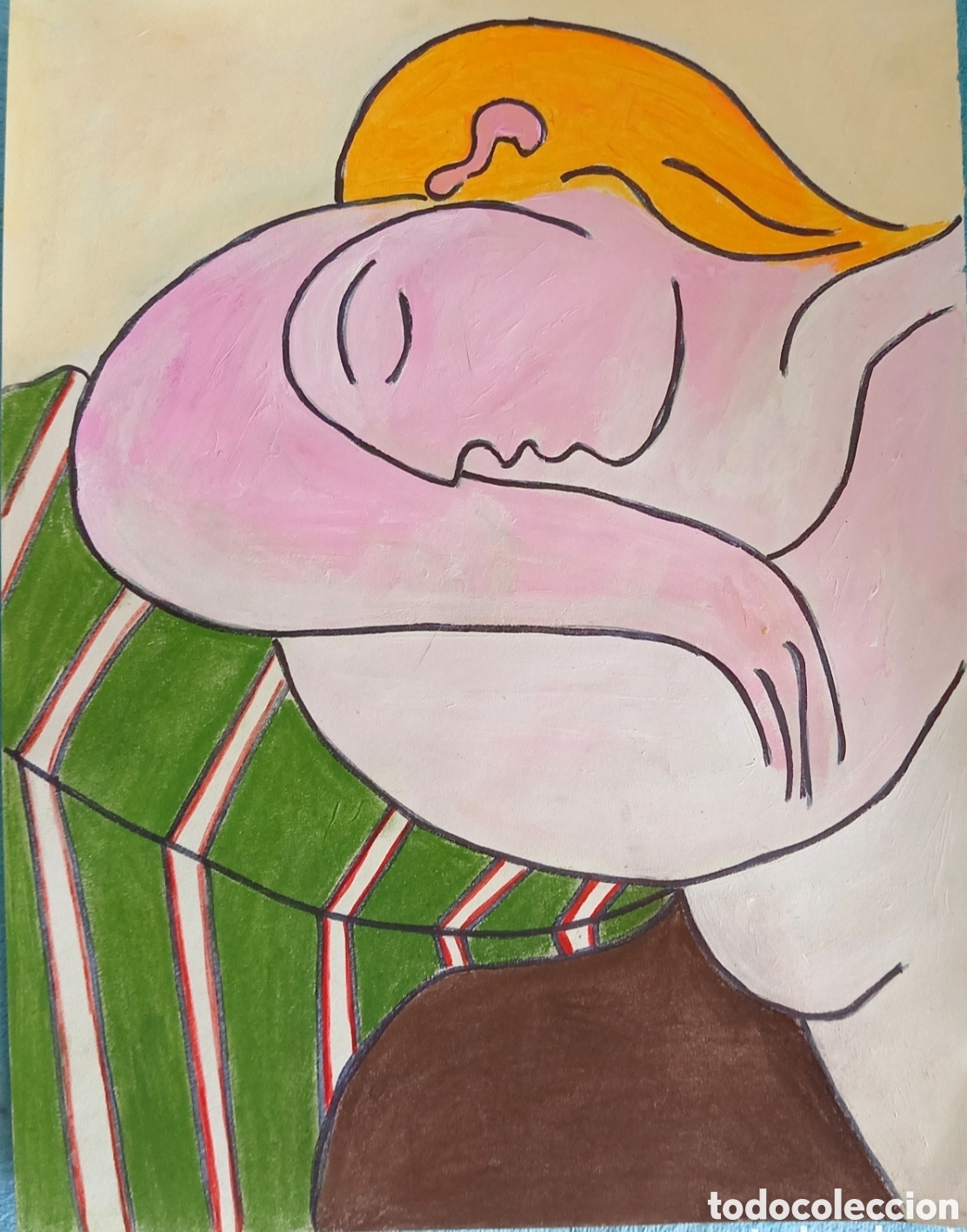 Arte: Interpretaci&oacute;n pintura (1) de Picasso. (T&eacute;cnica mixta creta, acr&iacute;lico, rotulador) sobre papel....