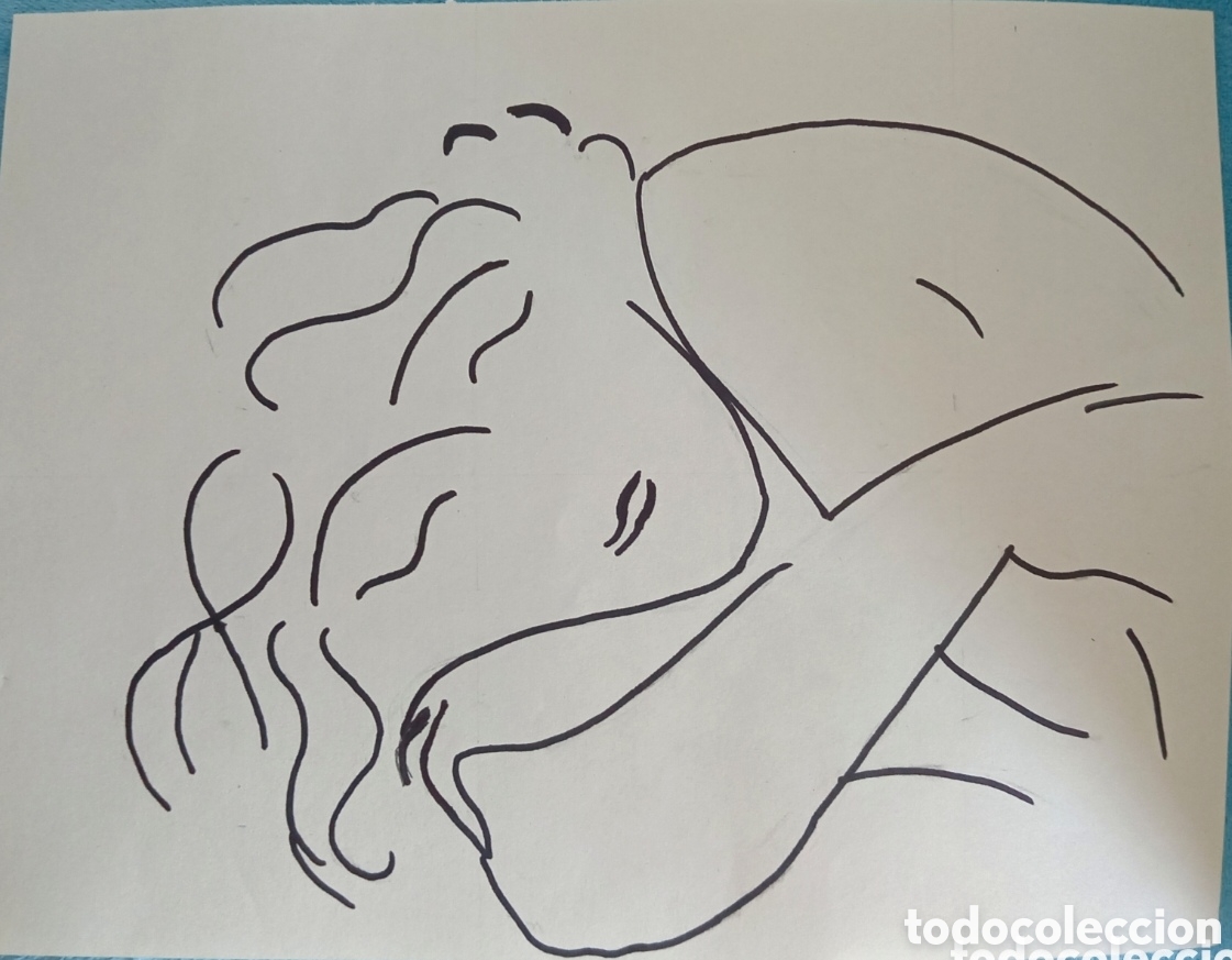 Arte: Interpretaci&oacute;n pintura dibujo (3) de Matisse. Rotulador sobre papel de dibujo 36cmx27,7cm... Muy bon