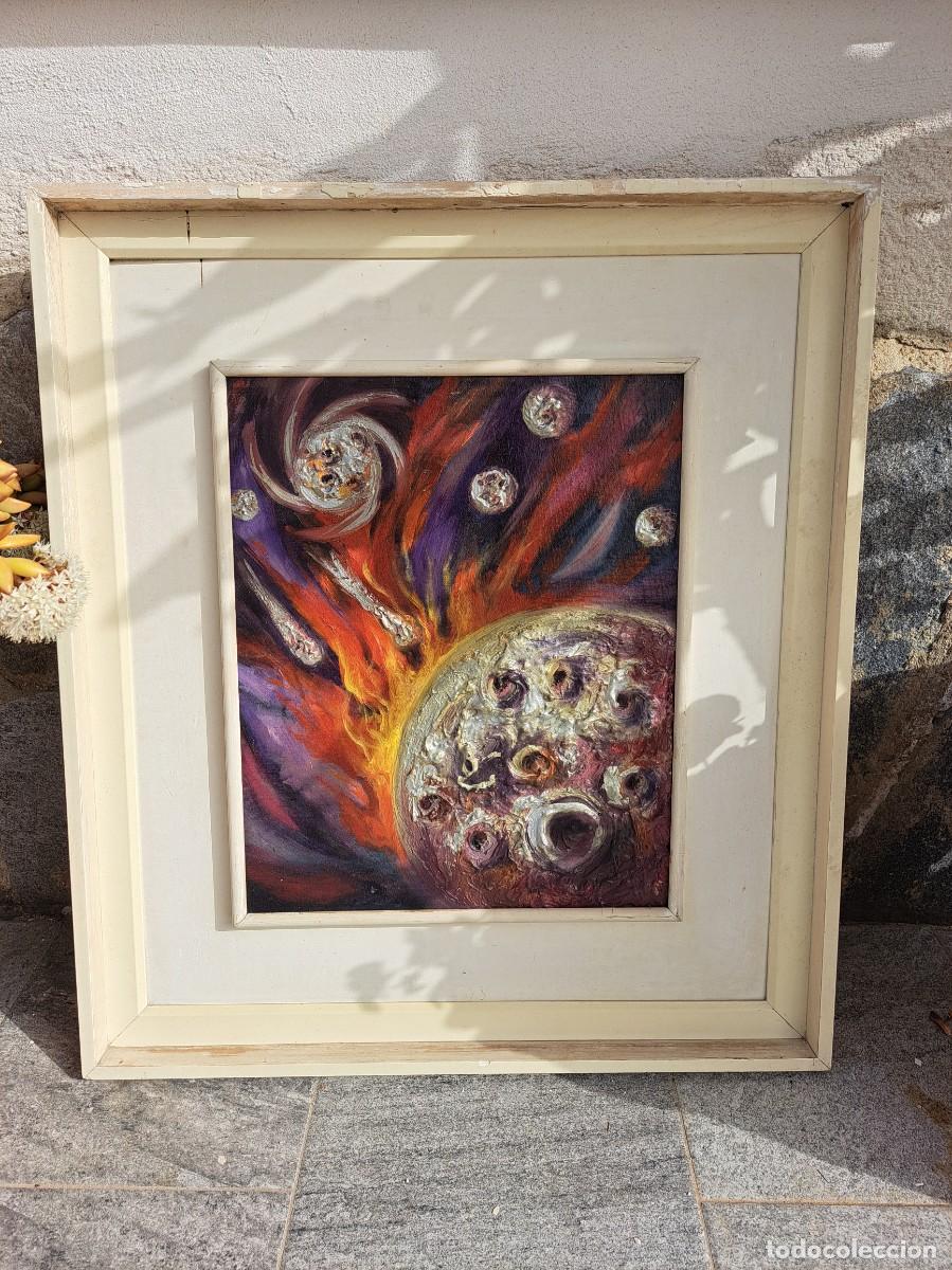 Arte: Precioso cuadro en acr&iacute;lico relieves, una escena de arte fant&aacute;stico titulada Aniquilaci&oacute;n