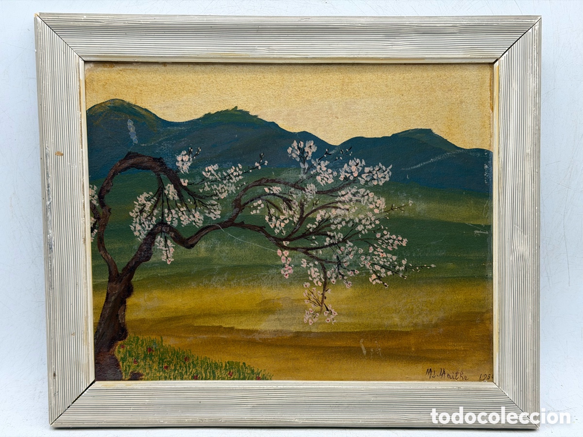 Arte: Pintura al &Oacute;leo. Paisaje Almendro en Flor