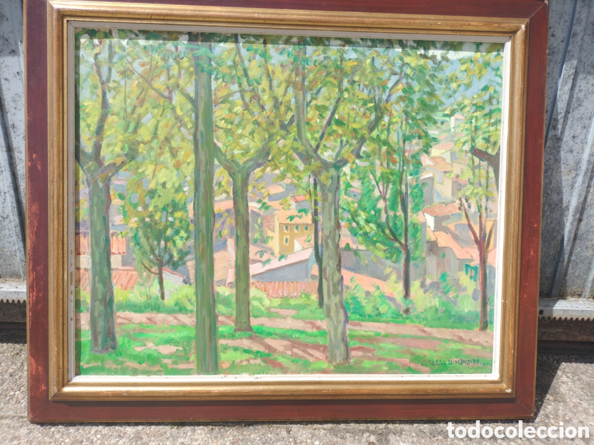Arte: Gran &oacute;leo J. Serra Llimona &ndash; Montsacopa (Olot) &ndash; 65&times;81 cm &ndash; Sala Par&eacute;s &ndash; Enmarcado