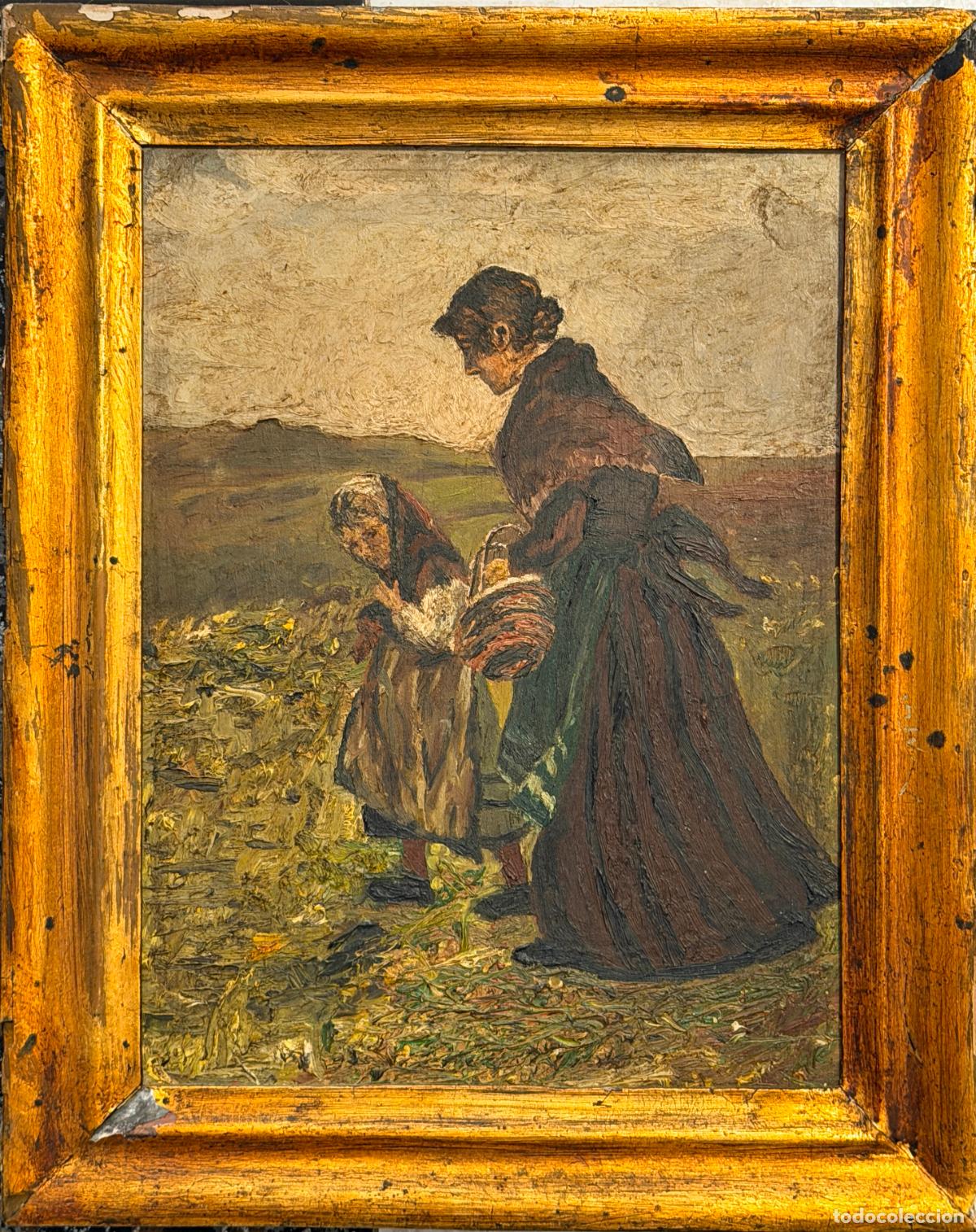 Arte: &Oacute;leo sobre tabla , escena rural costumbrista , comienzos S. XX