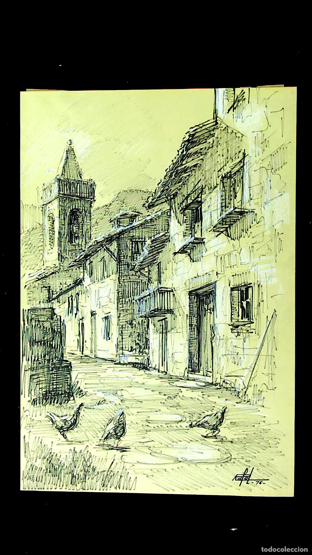 Arte: Rafel - Edificio en perspectiva - 45x33 cm - Dibujo