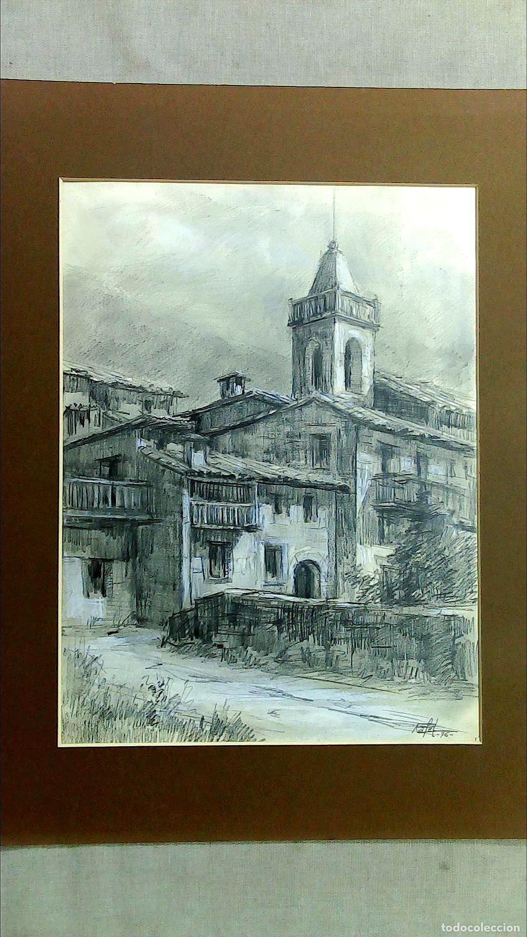Arte: Rafel - Edificio con torre - 50x35 cm - Dibujo