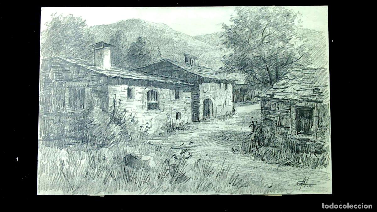 Arte: Rafel - Casas de piedra - 50x35 cm - Dibujo