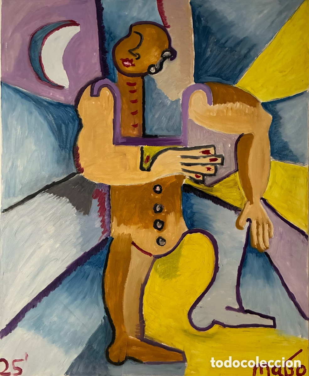 Arte: Hombre paseando en una noche de media luna