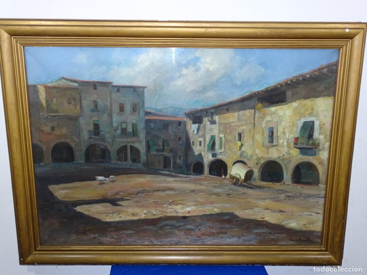 Arte: GRAN OLEO TELA RAMON BARNADAS I FABREGA 1909-1981). PLAZA SANTA PAU 1945.