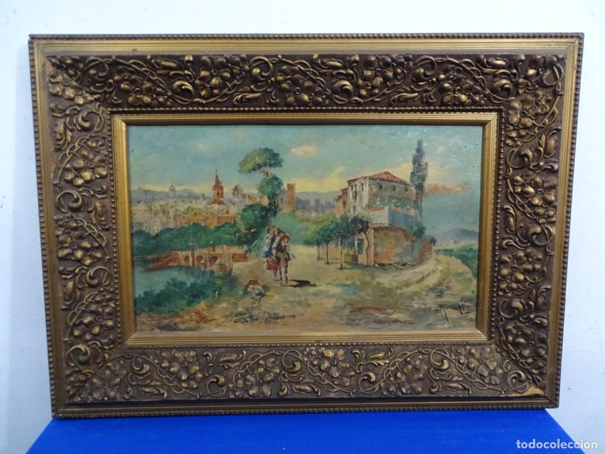 Arte: ANTIGUO &Oacute;LEO TABLEX FIRMADO F. MARTIN. FINALES S. XIX. SEVILLA. MARCO EPOCA.