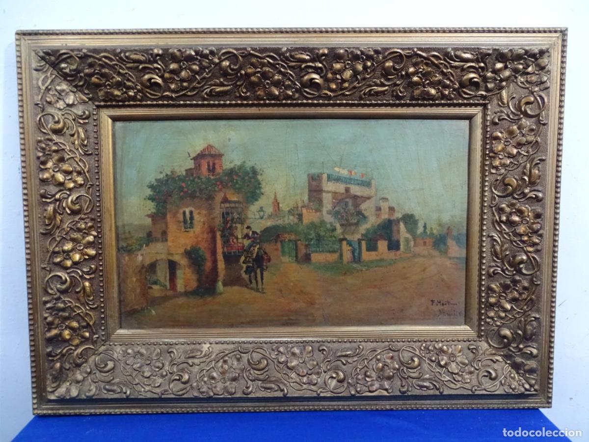 Arte: ANTIGUO &Oacute;LEO TABLEX FIRMADO F. MARTIN. FINALES S. XIX. SEVILLA. MARCO EPOCA.