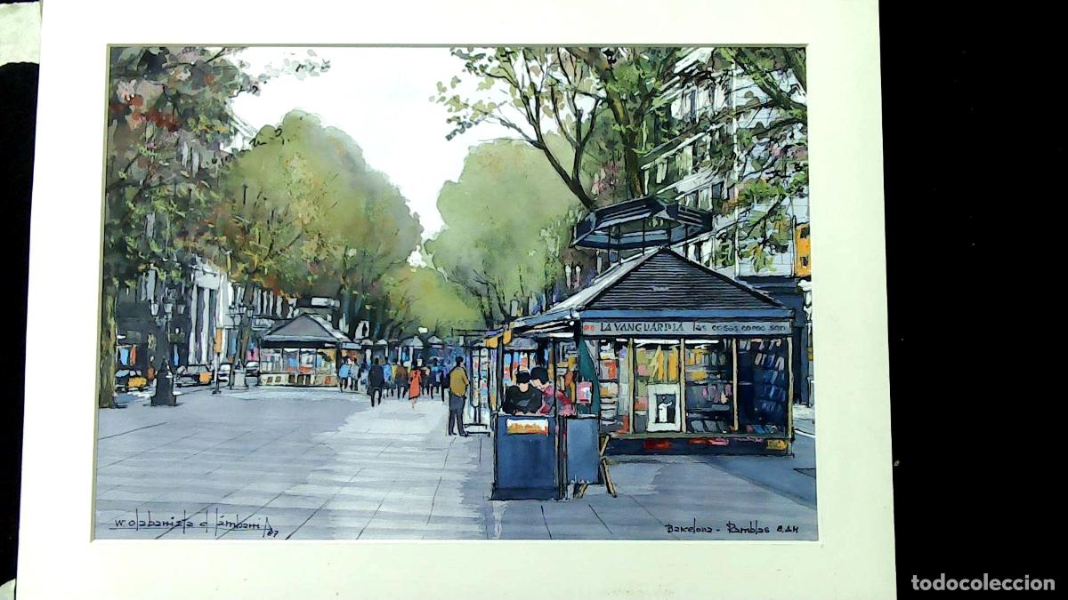 Arte: W Olabarrieta - Puesto de prensa urbana - 50x35 cm - Acuarelas