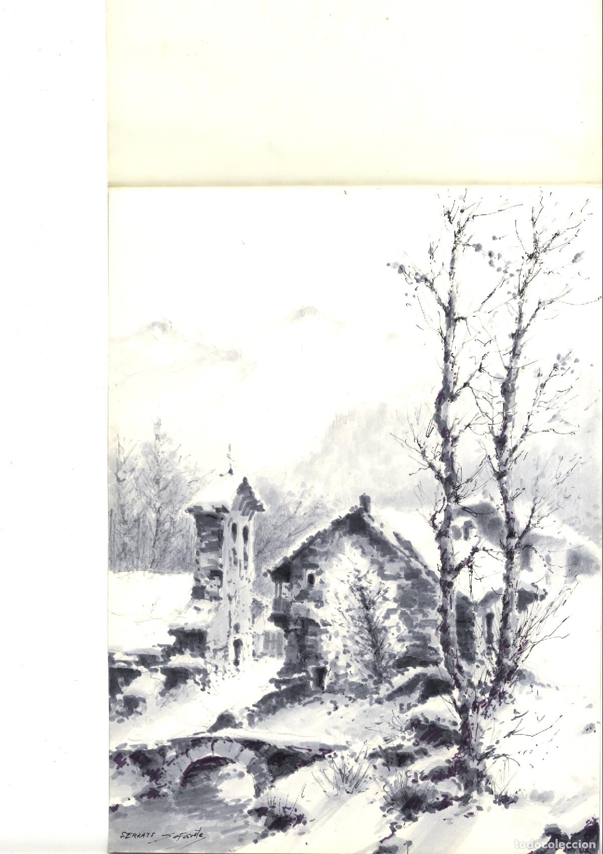 Arte: Sancho Fauste - Iglesia en la nieve - 35x25 cm - Acuarelas