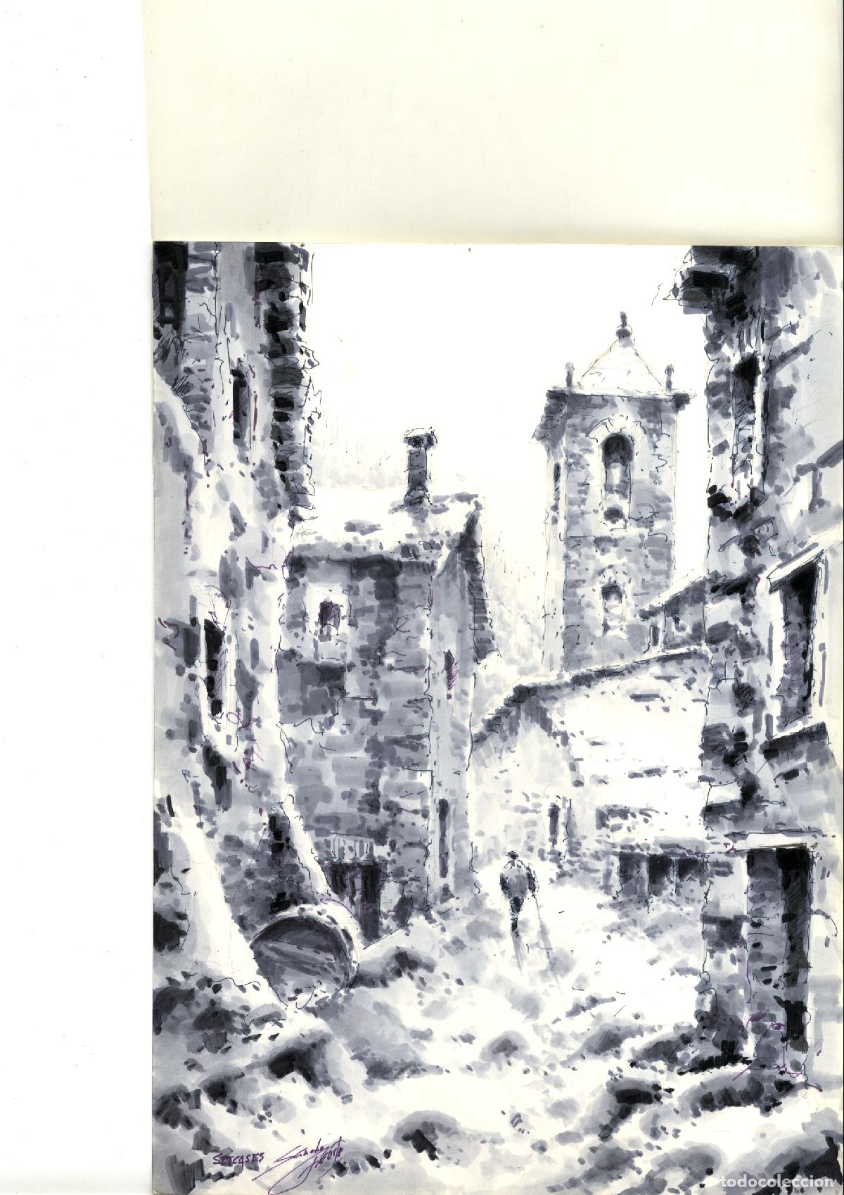 Arte: Sancho Fauste - Paisaje urbano invernal - 35x25 cm - Acuarelas