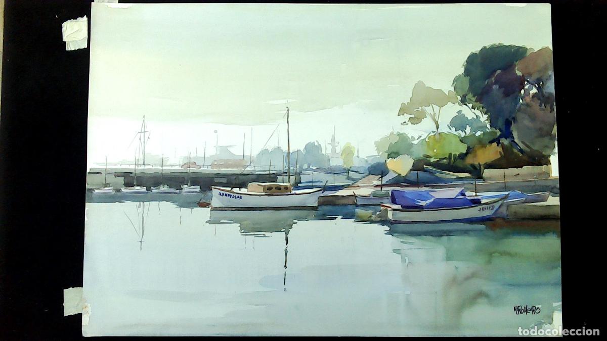 Arte: M Romero - Barcos en el puerto - 70x50 cm - Acuarelas