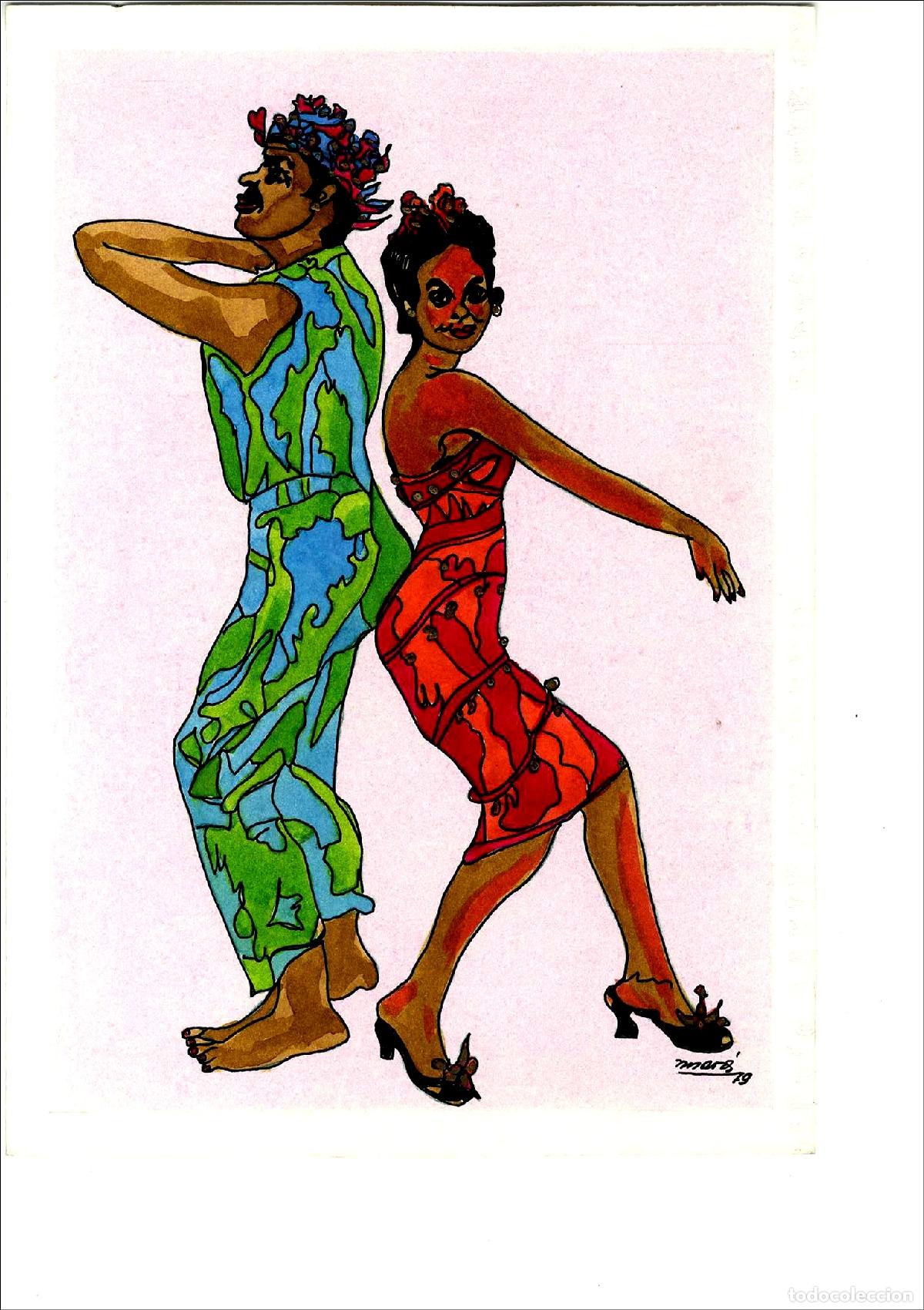 Arte: Mora - Dos mujeres en movimiento - 35x25 cm - Acuarelas