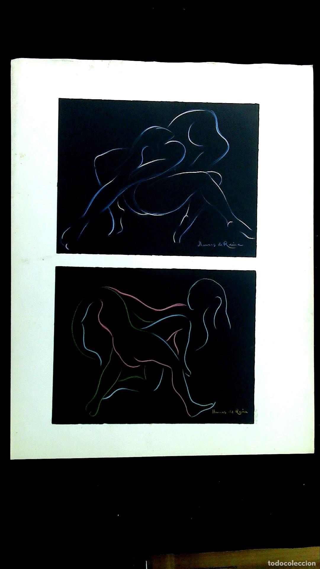 Arte: Josep Lloveras y Feliu - Figuras en movimiento - 65x50 cm - Acuarelas