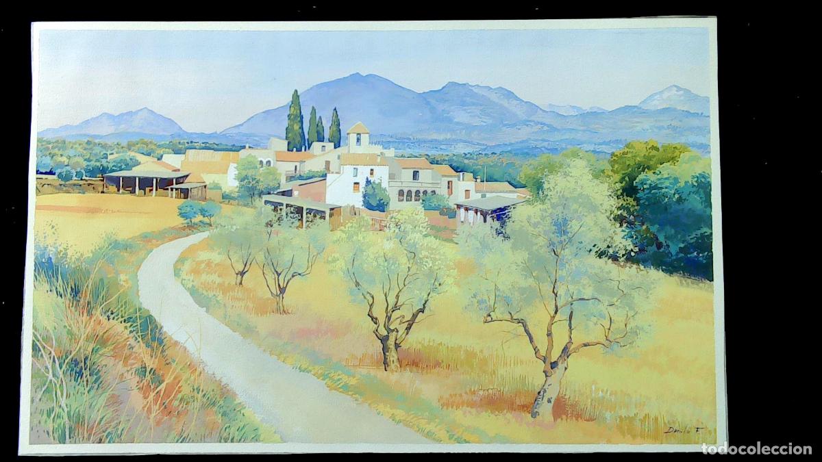 Arte: Danilo Fernandez - Pueblo en la llanura - 55x35 cm - Acuarelas