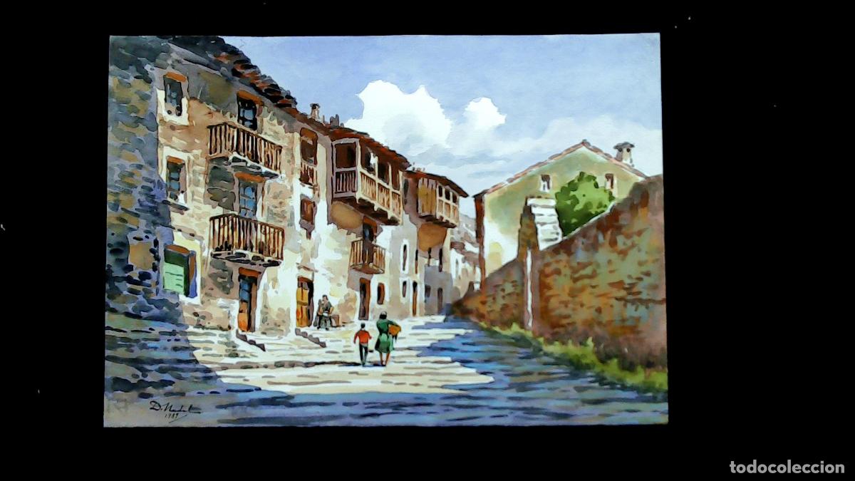 Art: Dionisio Nadal - Calle con edificios antiguos - 50x40 cm - Acuarelas