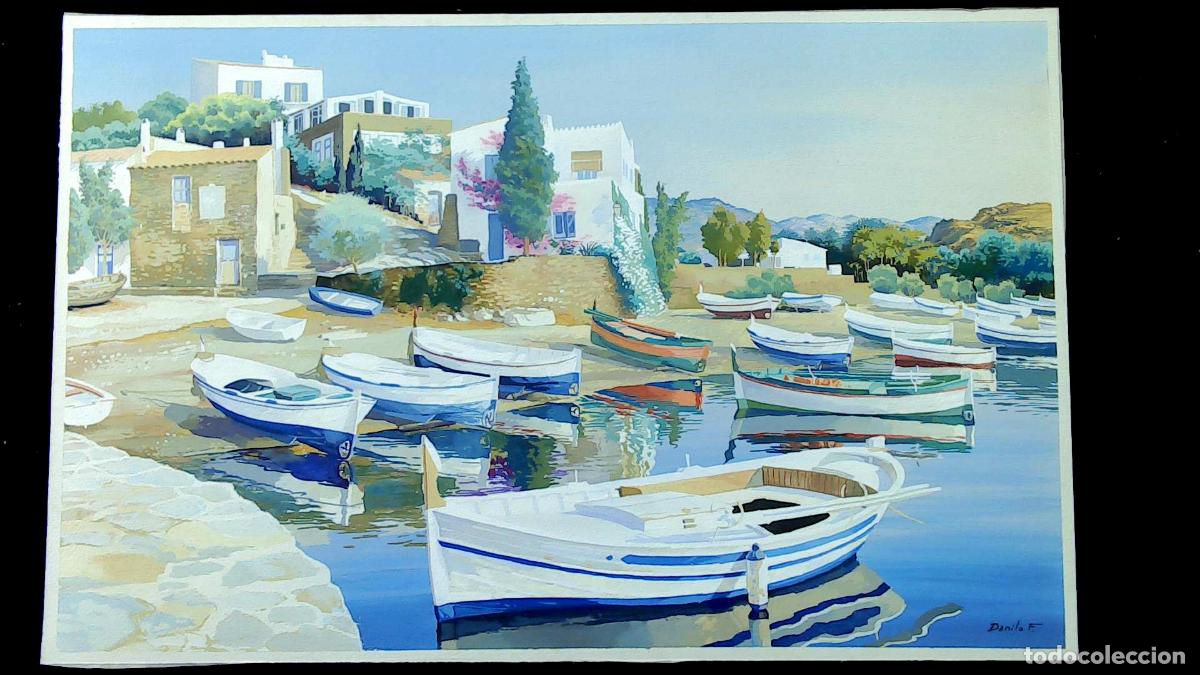 Arte: Danilo Fernandez - Barca en aguas tranquilas - 55x35 cm - Acuarelas