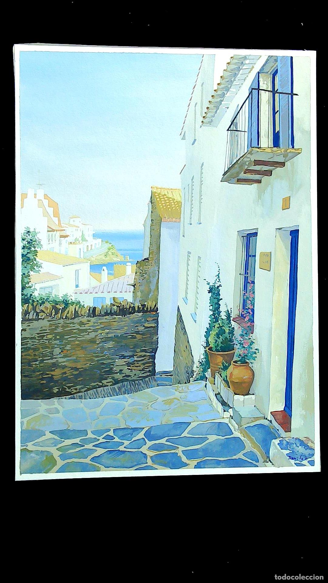 Arte: Danilo Fernandez - Patio con flores - 55x35 cm - Acuarelas