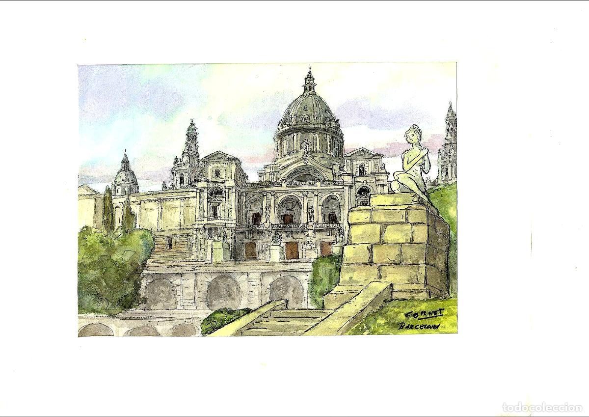 Arte: Cornet - Estructura arquitect&oacute;nica flotante - 30x21 cm - Acuarelas