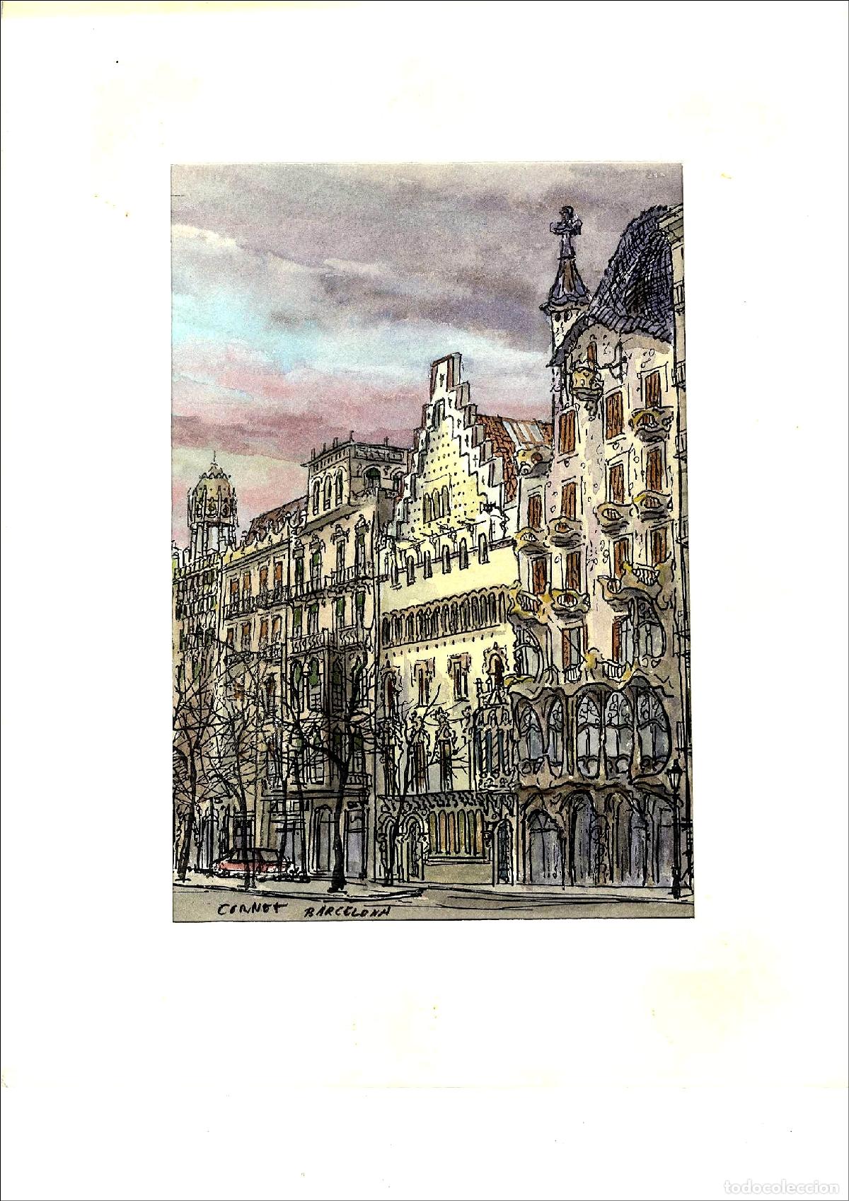 Arte: Cornet - Arquitectura g&oacute;tica detallada - 30x21 cm - Acuarelas