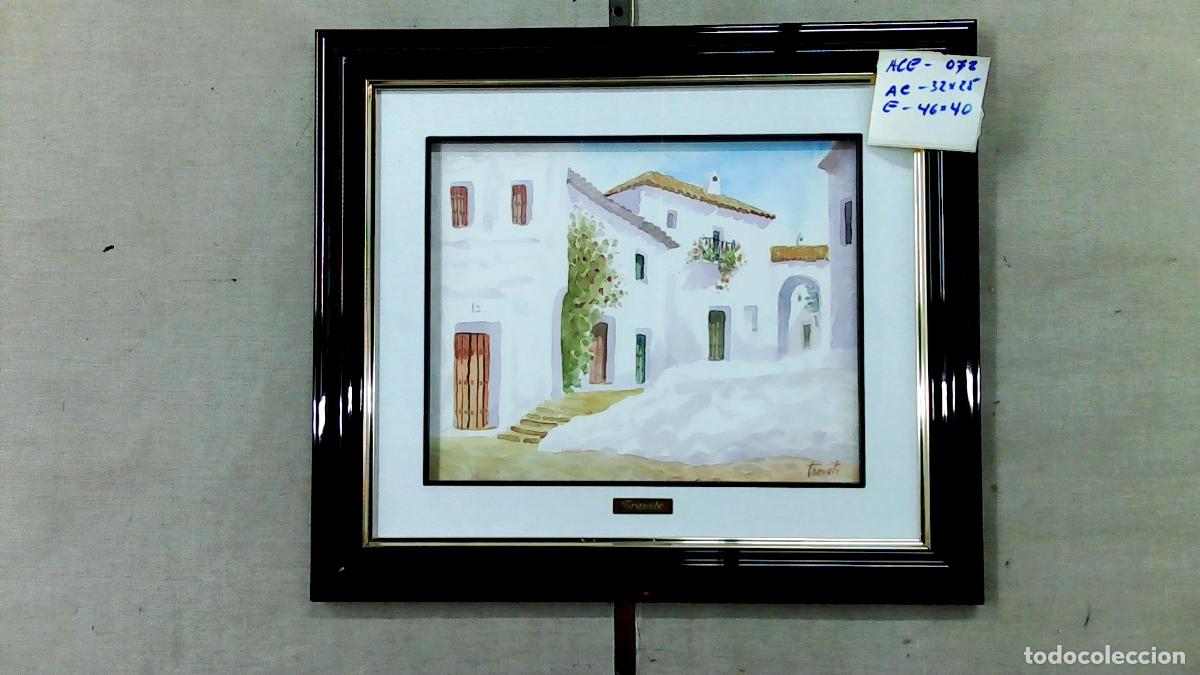 Arte: Anonimo - Ilegible - Casas de pueblo - 45x40 cm - Acuarelas enmarcadas