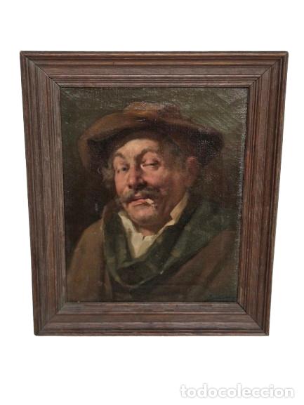Arte: Pintura Costumbrista, Retrato - &Oacute;leo sobre Lienzo - Firmado y Datado - Marco Madera de Roble