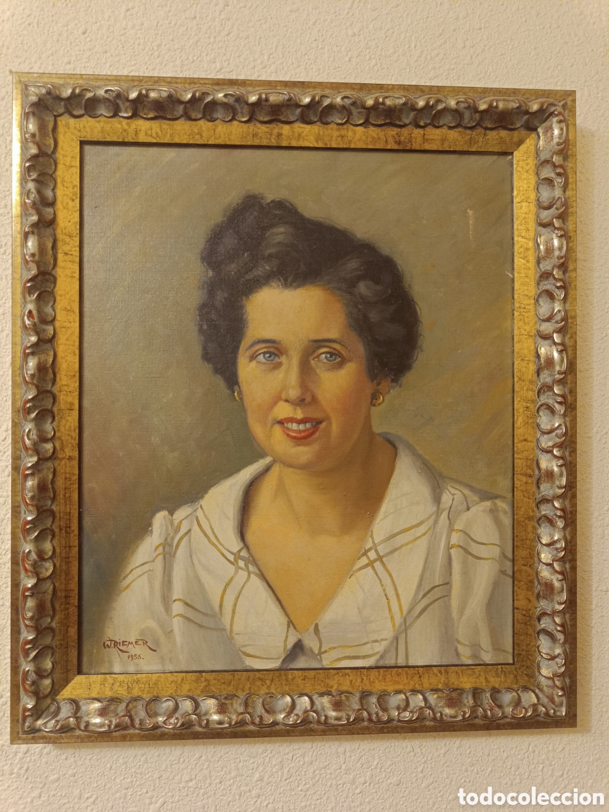Arte: Cuadro Retrato mujer por Walter Riemer al &oacute;leo