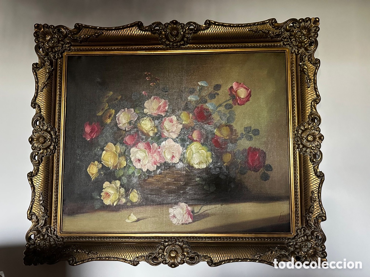 Arte: Bodeg&oacute;n flores con imponente marco