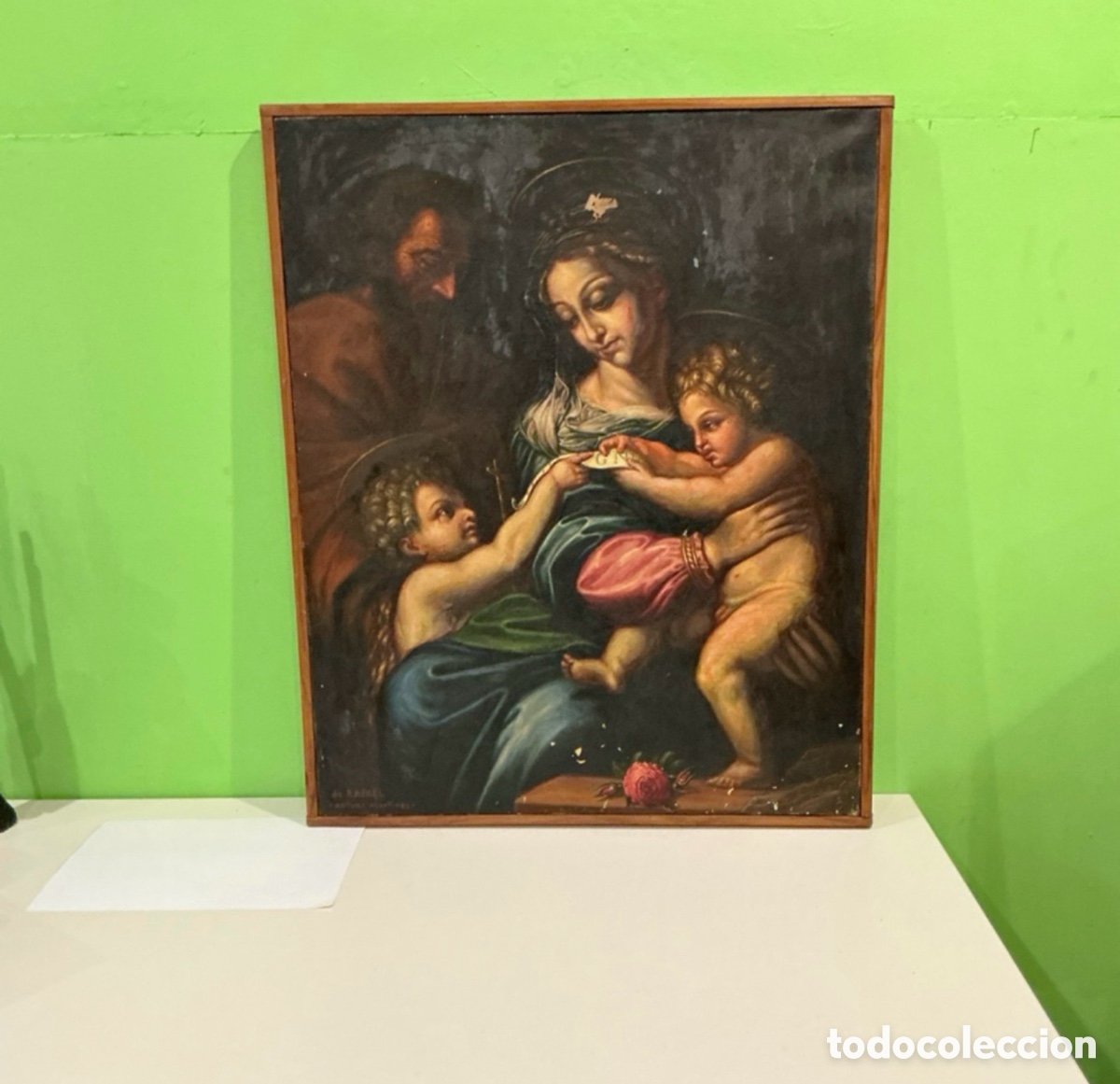 Arte: ARTURO MARTINEZ (VALENCIA 1899 - BARCELONA?) OLEO SOBRE LIENZO LA SAGRADA FAMILIA DE RAFAEL.