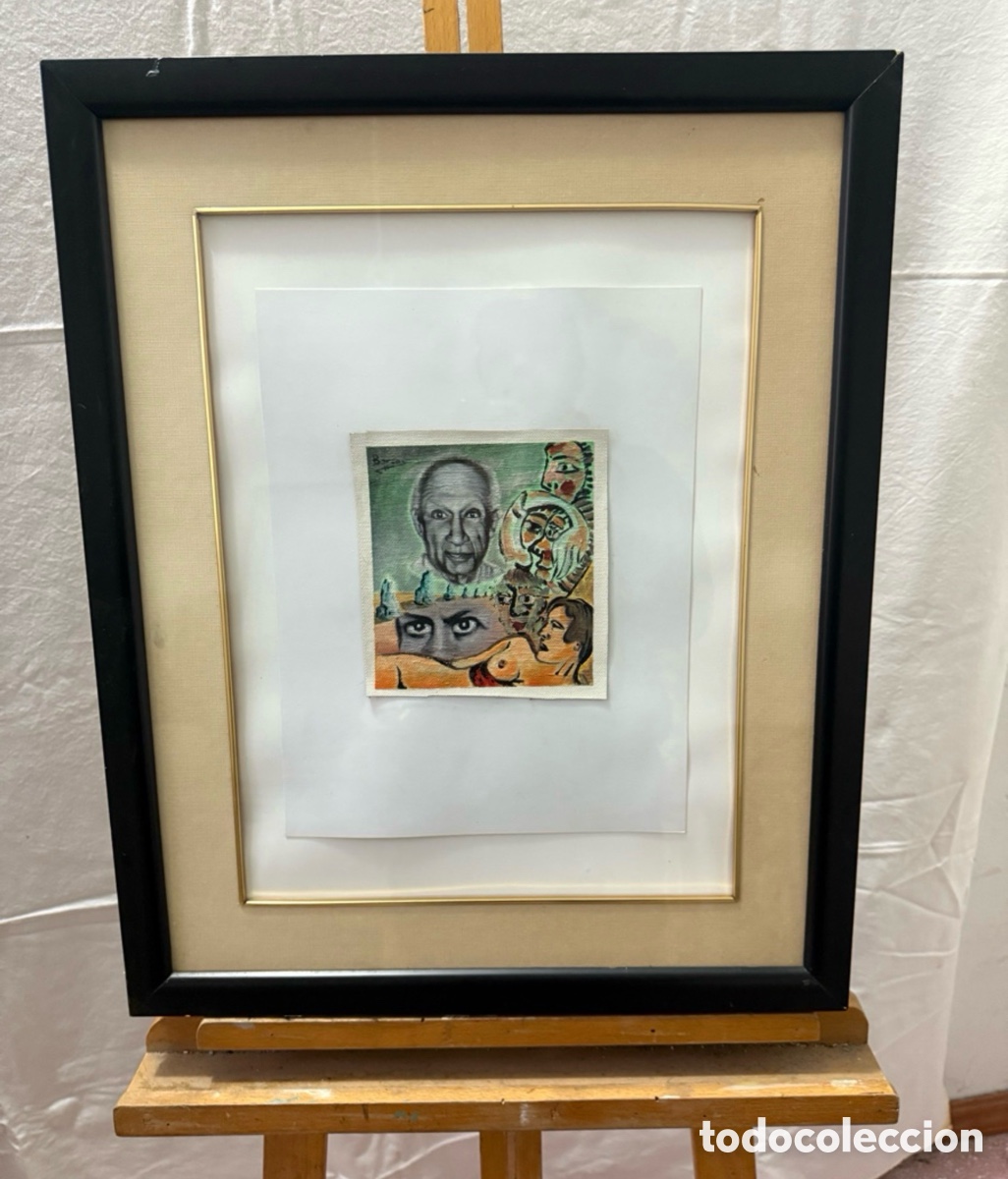 Kunst: &Oacute;leo sobre lienzo estilo surrealista retrato y composici&oacute;n figurativa firmado