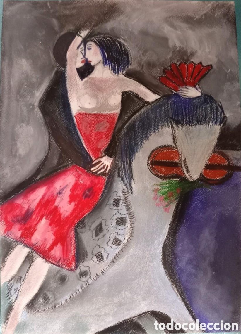 Art: Interpretaci&oacute;n pintura (1) Marc Chagall (T&eacute;cnica mixta acr&iacute;lico, creta) sobre papel cart&oacute;n r&iacute;gido 42