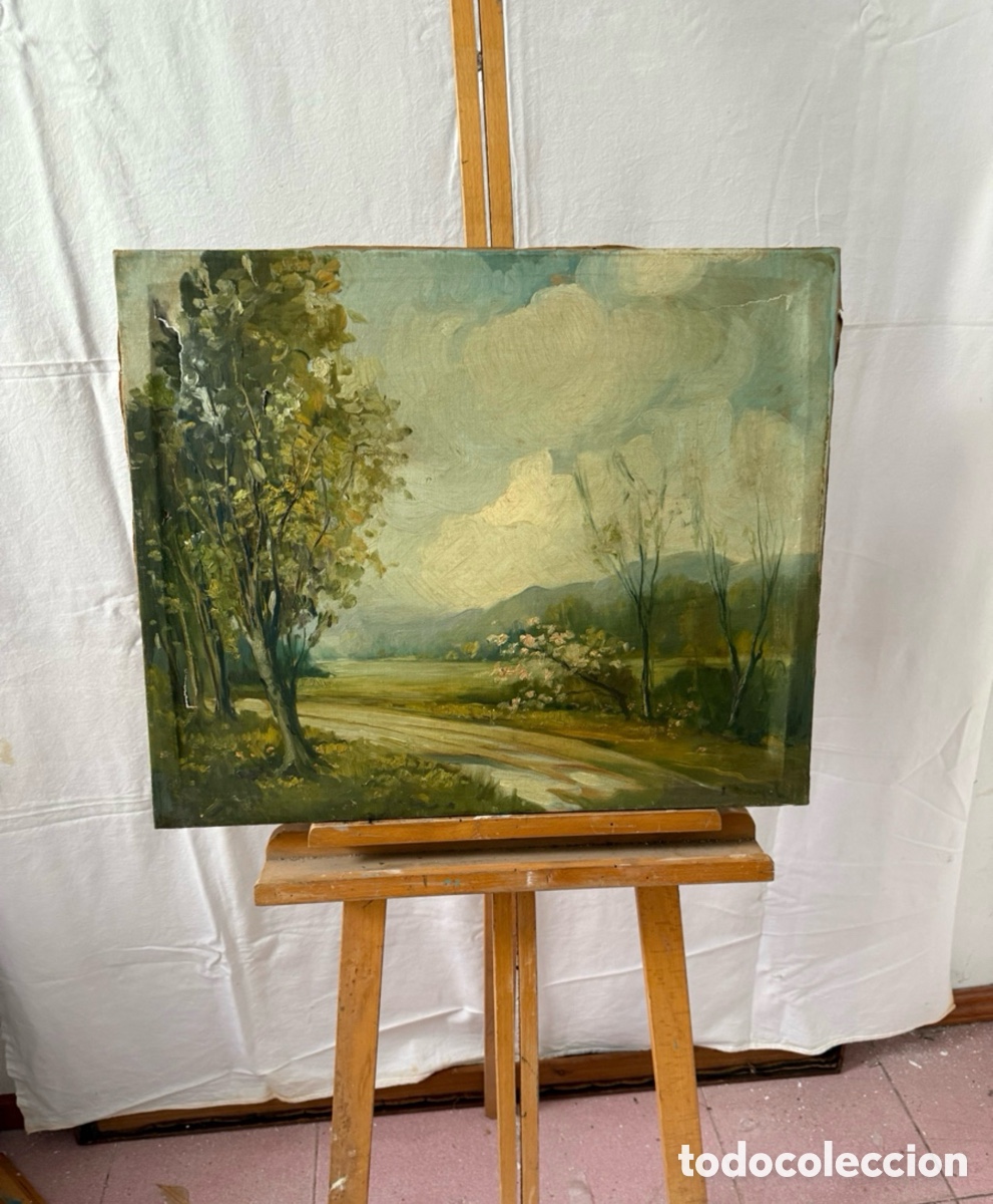 Arte: Paisaje catal&aacute;n. Principios del siglo XX. &Oacute;leo sobre lienzo firmado J. Blanch.