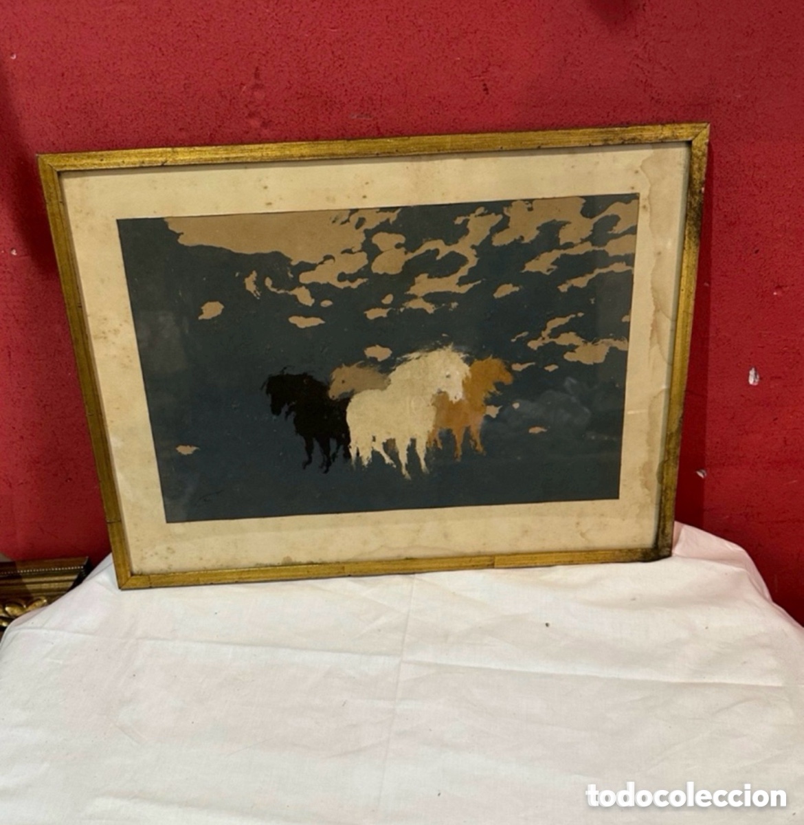 Kunst: Acuarela pony firmado. Ver las im&aacute;genes.