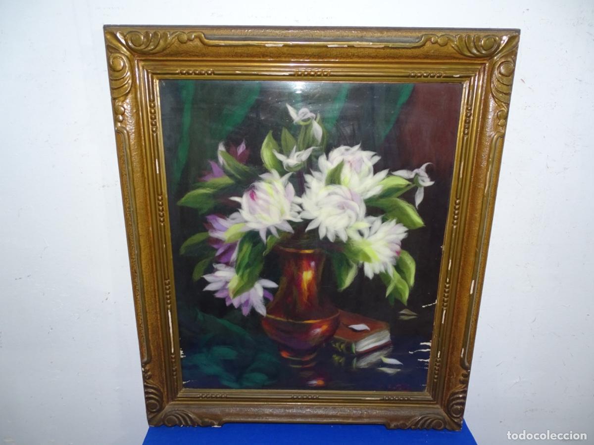 Arte: OBRA EN LANA FIRMADO. MANUEL DUQUE (NERVA 1919-SABADELL 1998). BODEGON FLORERO.