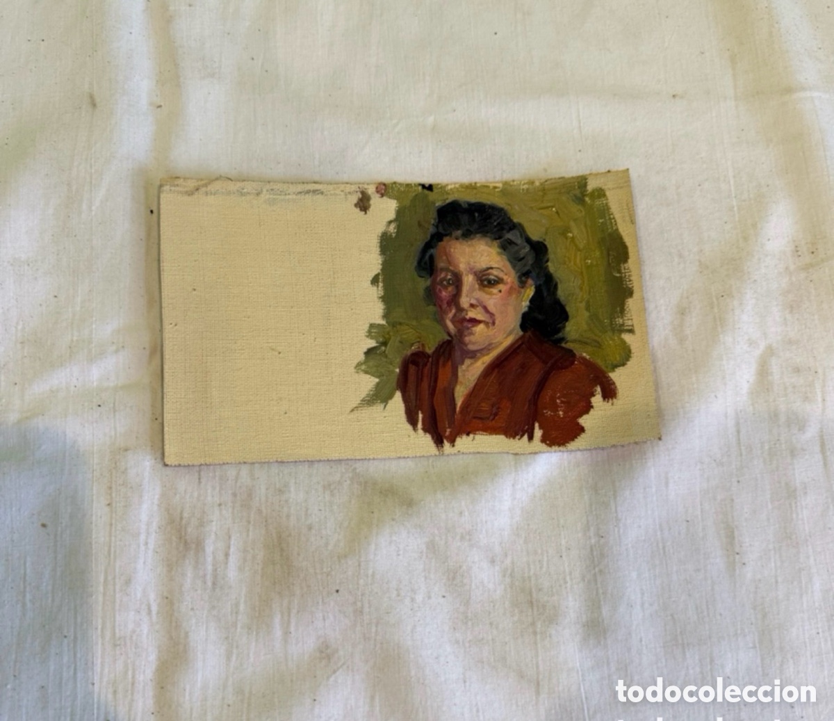 Arte: Arturo Mart&iacute;nez Cabezas peque&ntilde;o &oacute;leo retrato femenino estudio original